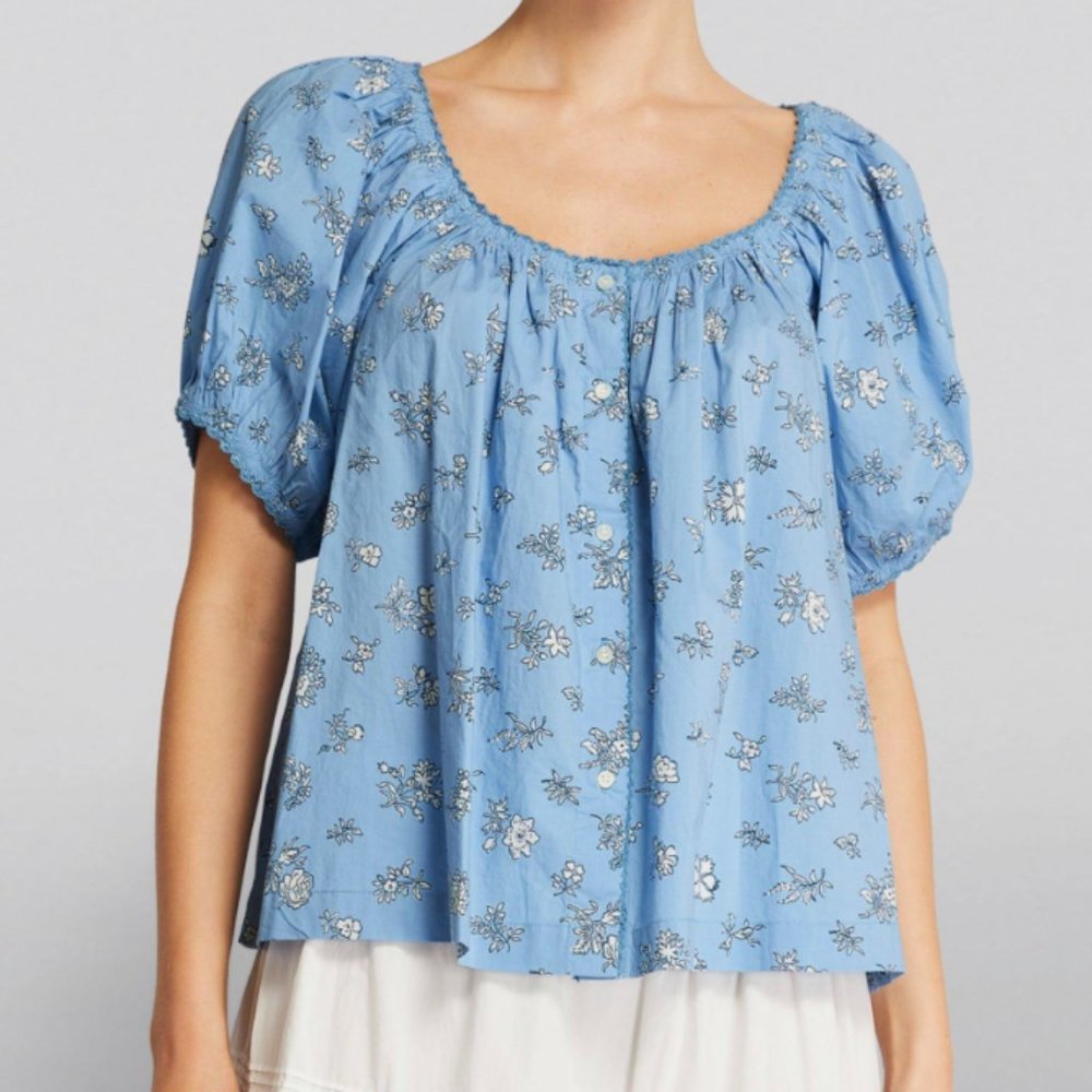 Doen ~Tennessee Top~ S~ Blue Floral